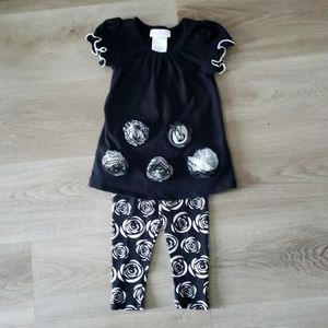 NWOT Bonnie Baby black and white floral 2 piece